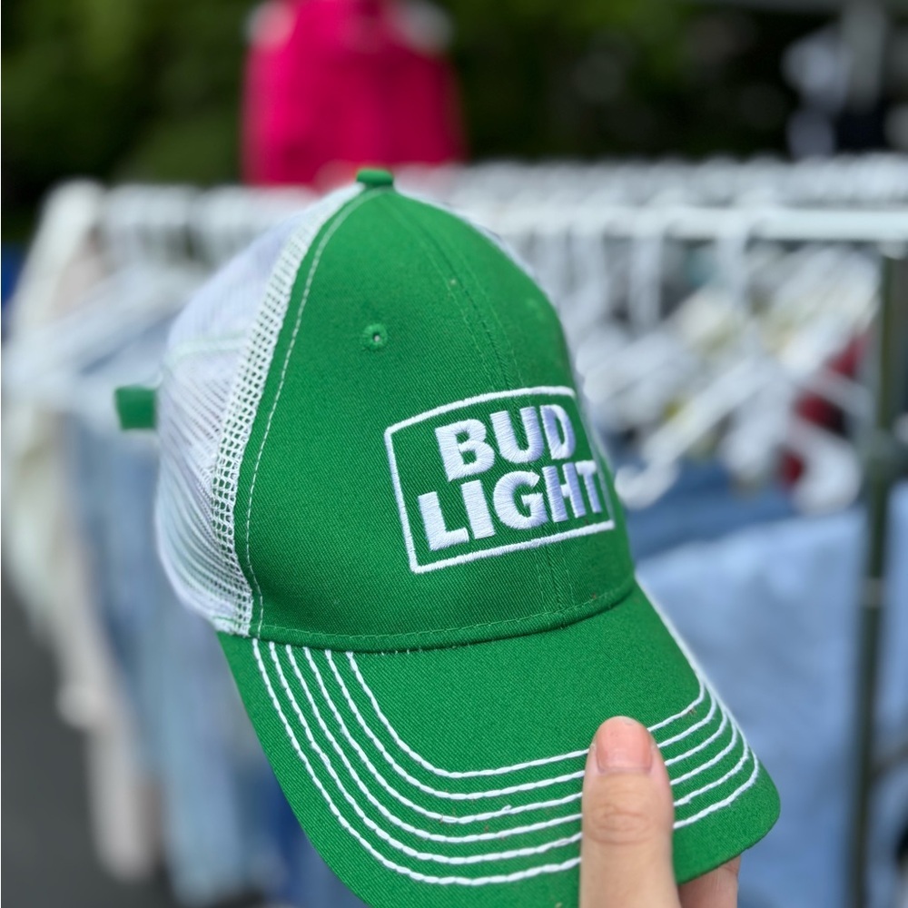 Bud Light Green and White Cap